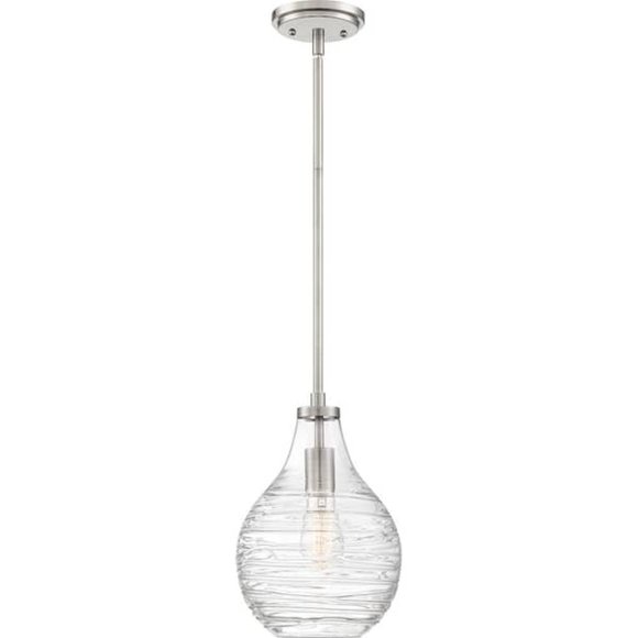 Quoizel Genie 1 Light Pendant Hanging Fixture Brushed Nickel Ceiling QPP4019BN 1 - Picture 1 of 8